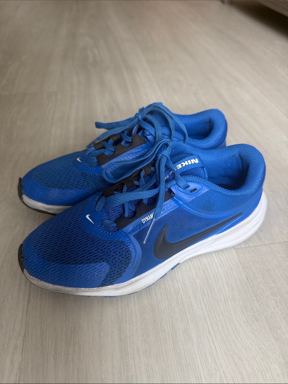 Nike Kids Blue Mesh Sneakers with Black Swoosh